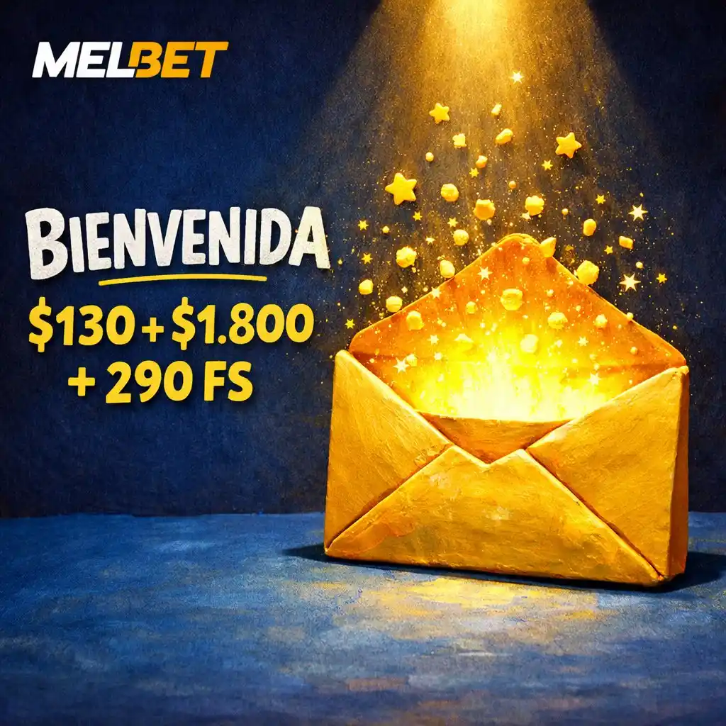 Sobre dorado abierto luz dorada saliendo carta dentro fondo oscuro Melbet