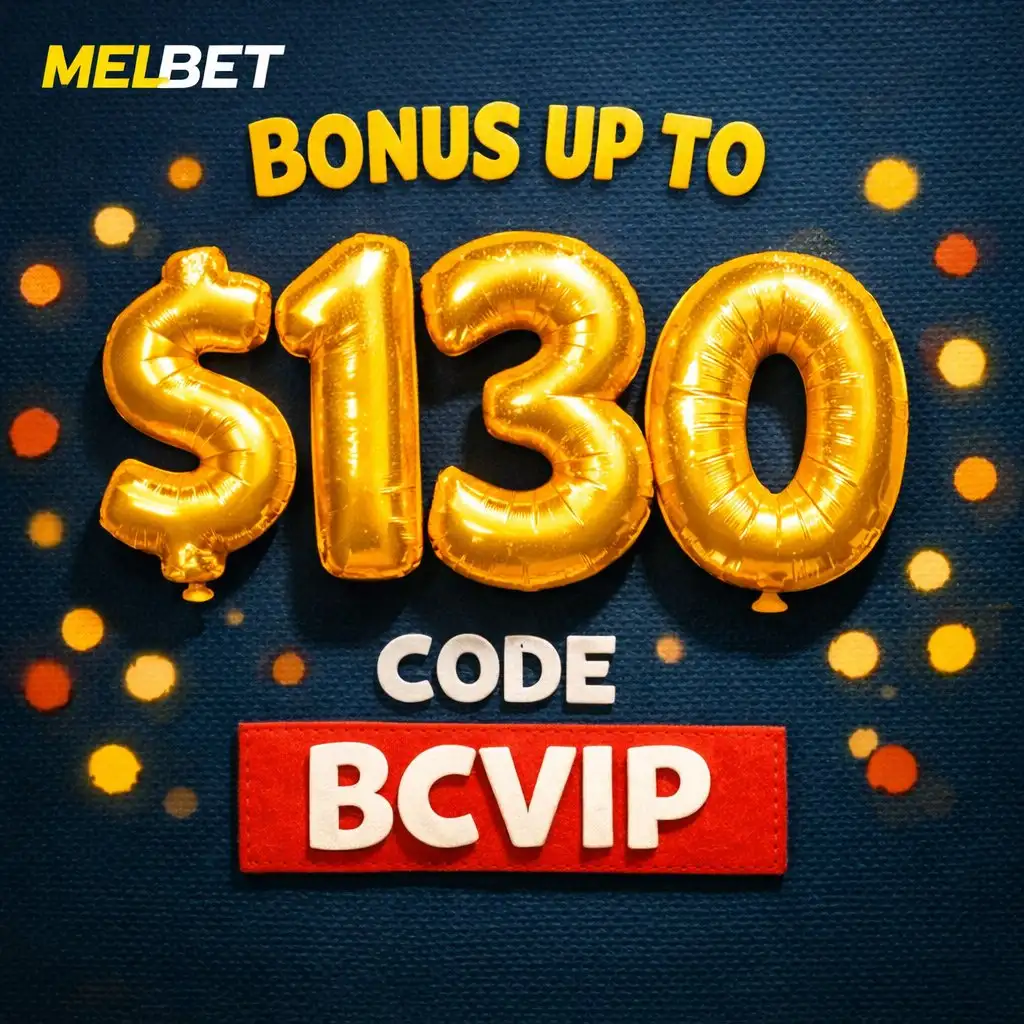 $130 golden foil balloon numbers dark background Melbet