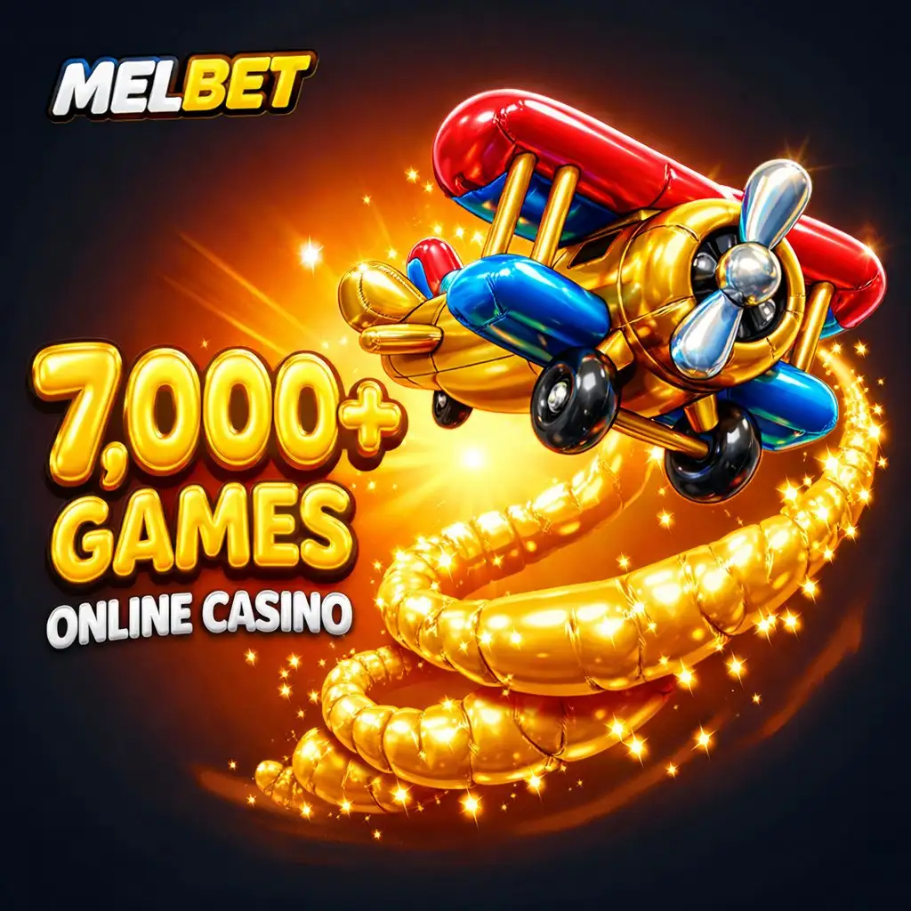 Golden Aviator biplane spiral trail dark background Melbet