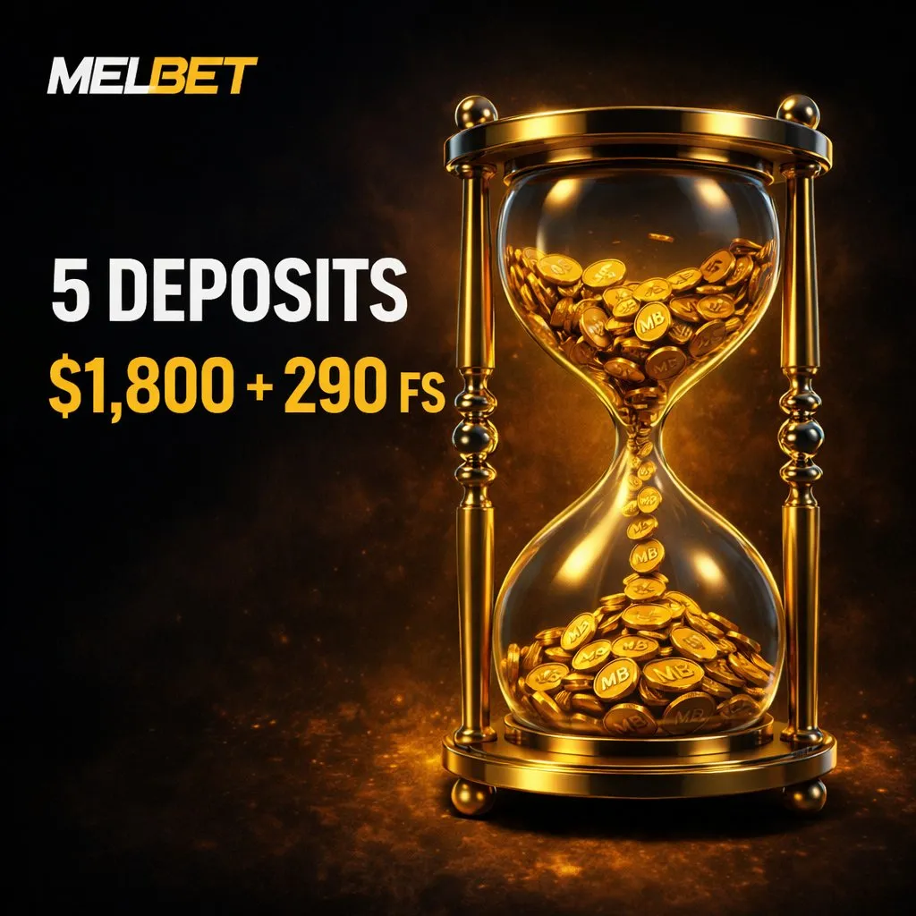 Golden hourglass coins flowing inside dark amber background Melbet