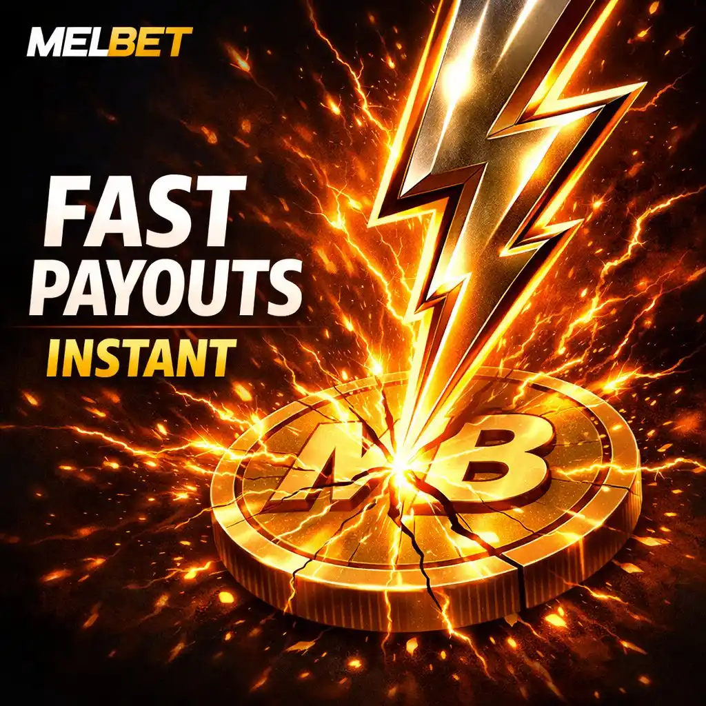 Golden lightning bolt striking giant coin dark electric background Melbet