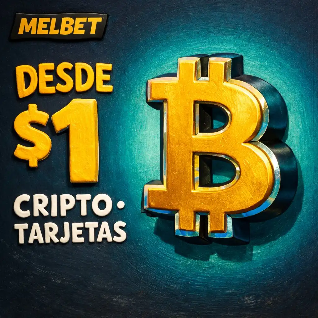 Símbolo Bitcoin dorado grande girando fondo oscuro turquesa Melbet